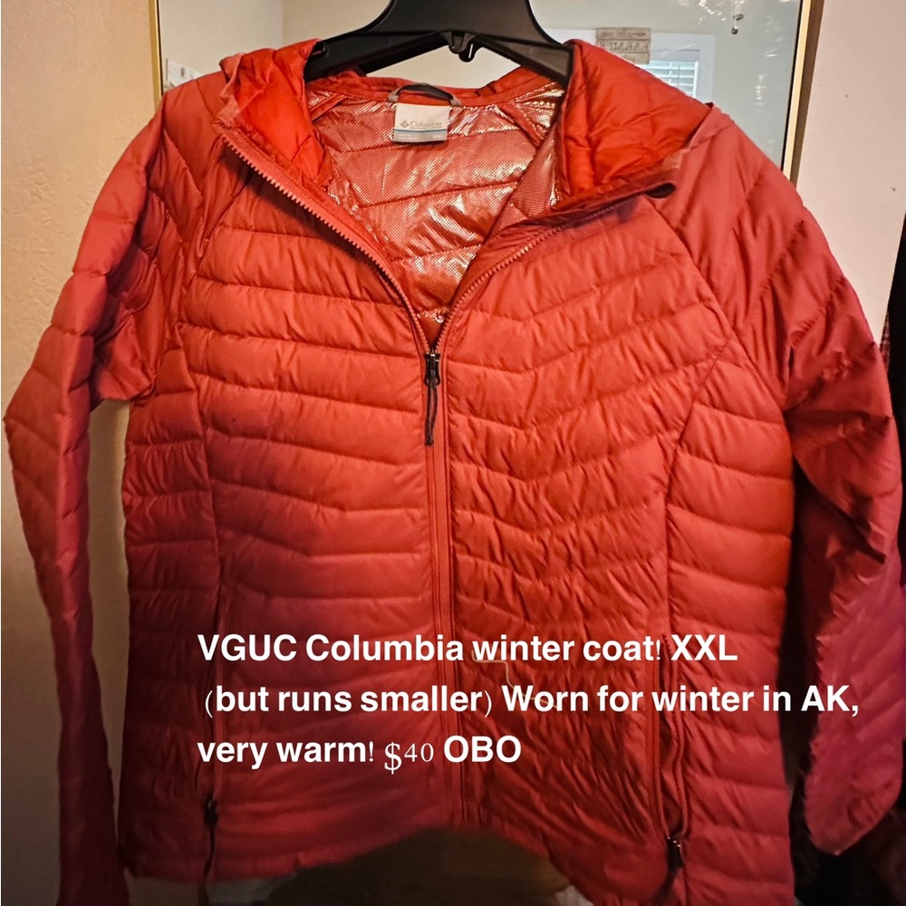 Columbia Red Puffer Jacket with Hood